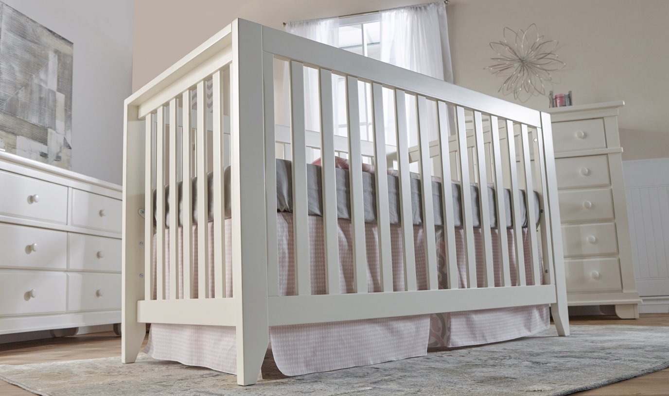 The <b>Spessa Crib</b> is traditional elegance that echoes simpler times with a touch of midcentury styling.